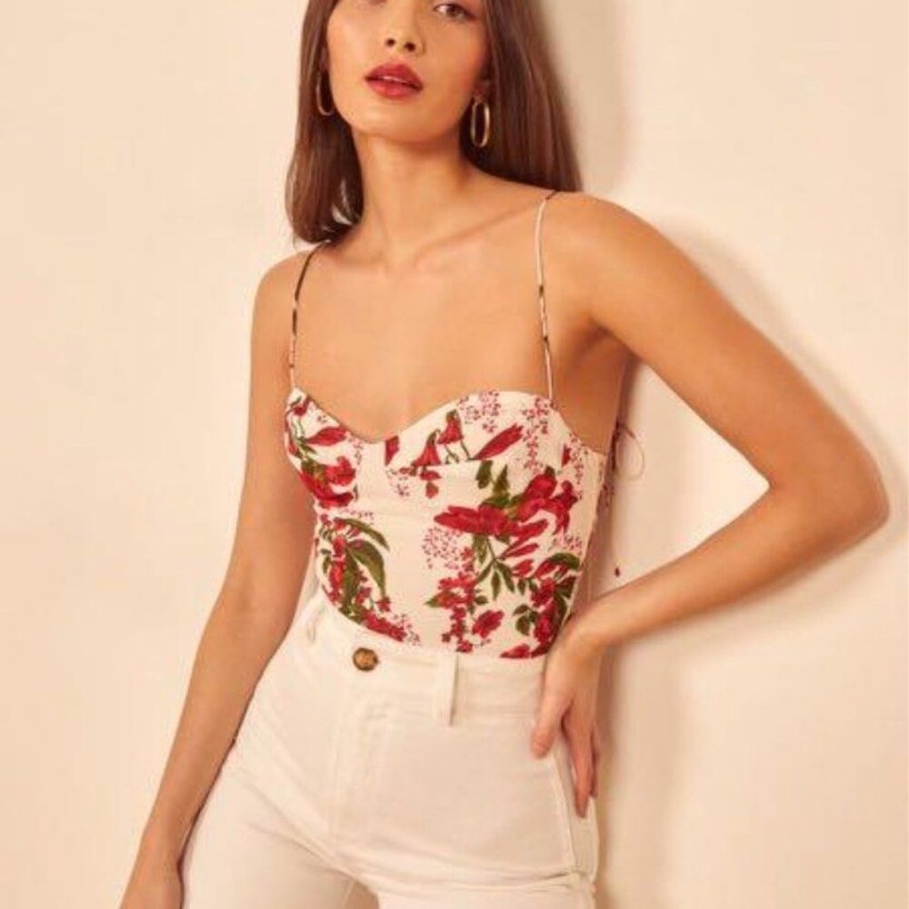 Reformation Liza Floral Print Women's Top with Tie Straps